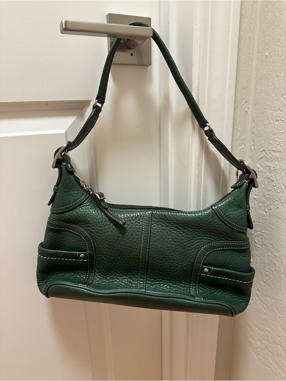 Fossil Dark Green Pebbled Leather Shoulder Bag